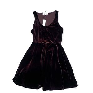 Painted Threads Women’s Brown Velvet Sleeveless Flare Dress New With Tags Sizexs